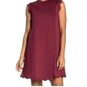 Ted Baker Maroon Sheath Mini Dress Cap Sleeve